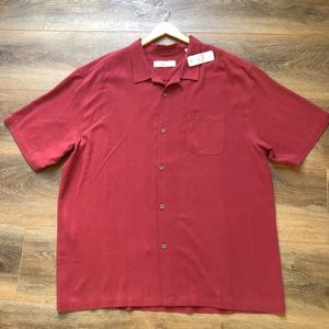 NWT Tommy Bahama 3XL 100% Silk Red Button Down